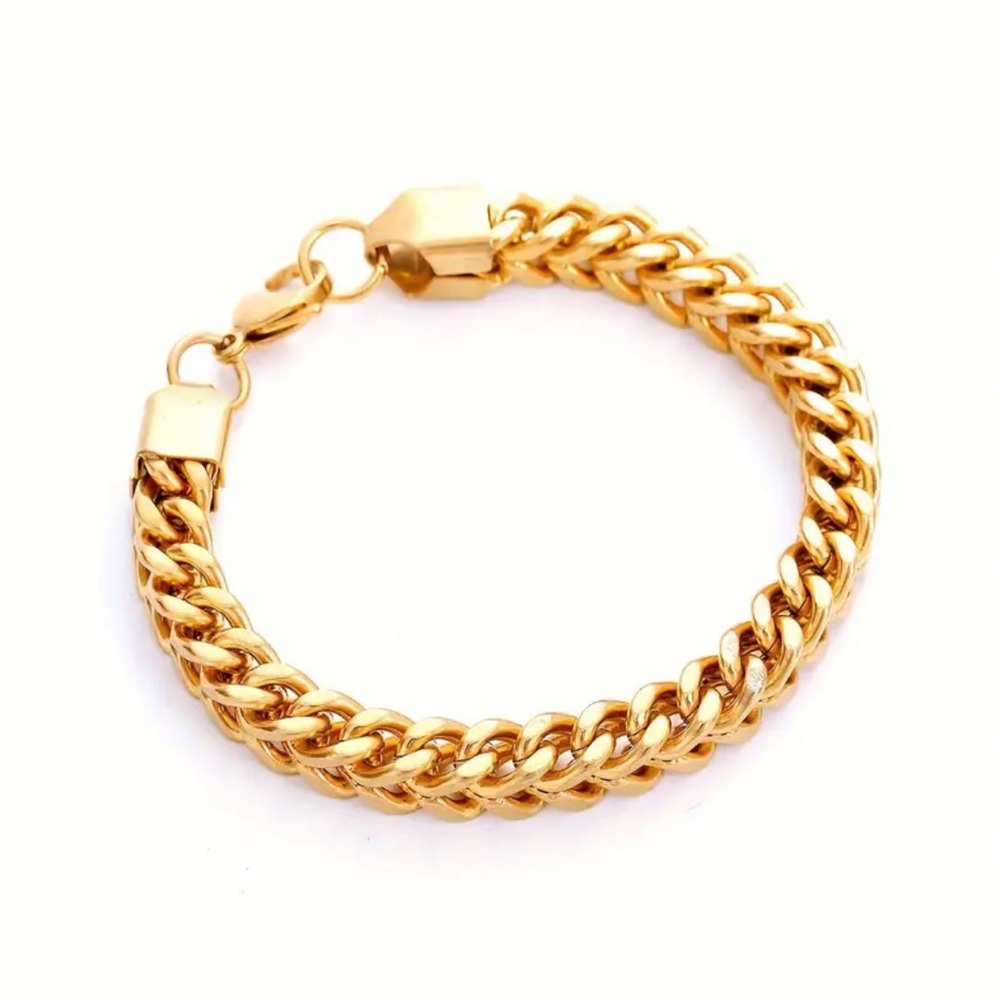 NWT Men’s 4mm Gold Franco Chain Bracelet Stainless Steel 8”